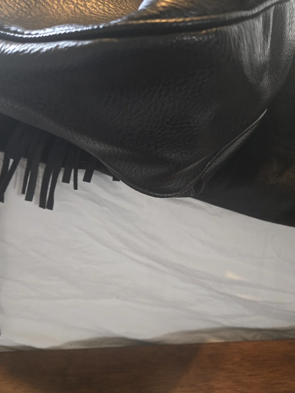 Antik Kraft Black Fringe Hobo Shoulder Bag Boho Western Vegan Leather Large